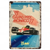 PLAQUE EN ÉTAIN GRAND PRIX MONACO COURSE AUTOMOBILE 30 X 20 CM