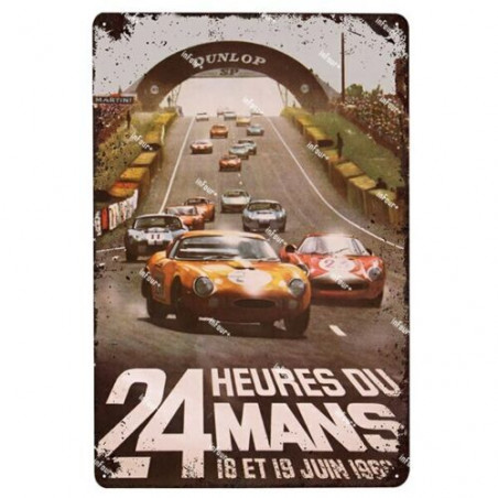 PLAQUE EN ÉTAIN 24 HEURES DU MANS COURSE AUTOMOBILE 30 X 20 CM