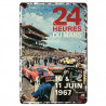 PLAQUE EN ÉTAIN 24 HEURES DU MANS COURSE AUTOMOBILE 30 X 20 CM