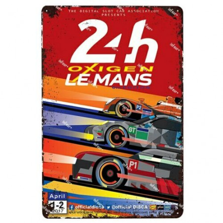 PLAQUE EN ÉTAIN 24 HEURES DU MANS COURSE AUTOMOBILE 30 X 20 CM