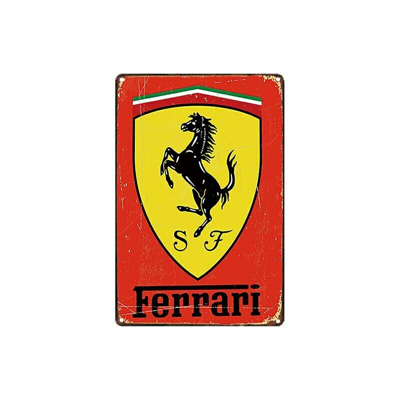 PLAQUE EN ÉTAIN FERRARI 30 X 20 CM