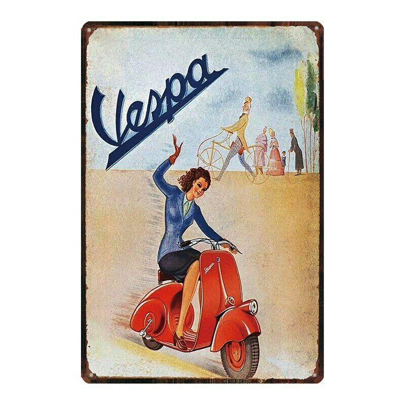 PLAQUE EN ÉTAIN  VESPA 30 X 20 CM