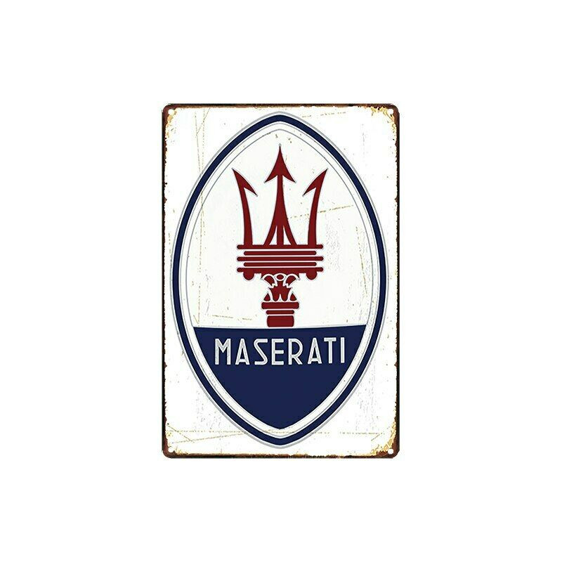 PLAQUE EN ÉTAIN  MASERATI 30 X 20 CM