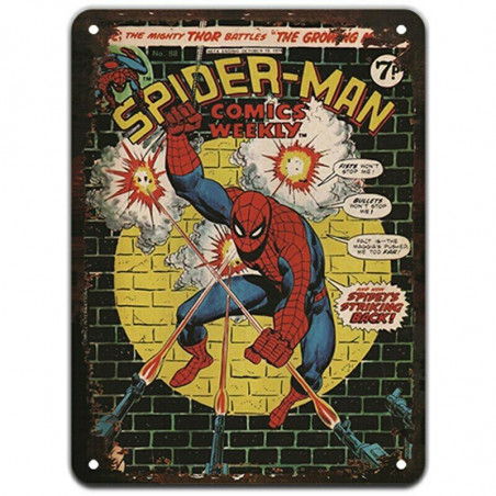 PLAQUE EN ÉTAIN MARVEL SUPER HEROS COMICS 30 X 20 CM