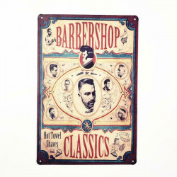 PLAQUE EN ÉTAIN  BARBIER BARBER SHOP 30 X 20 CM