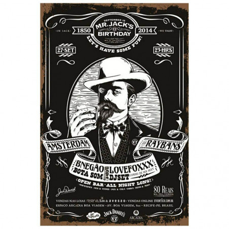 PLAQUE EN ÉTAIN JACK DANIEL'S 30 X 20 CM