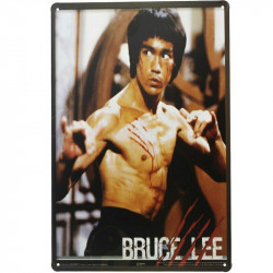 PLAQUE EN ÉTAIN BRUCE LEE  30 X 20 CM