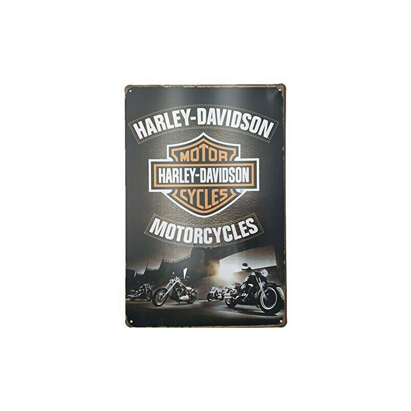 PLAQUE EN ÉTAIN MOTO HARLEY DAVIDSON 30 X 20 CM