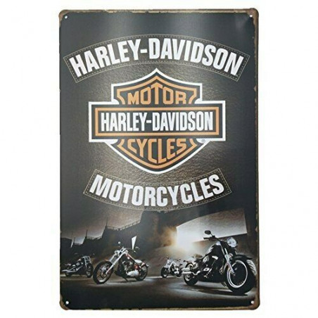 PLAQUE EN ÉTAIN MOTO HARLEY DAVIDSON 30 X 20 CM