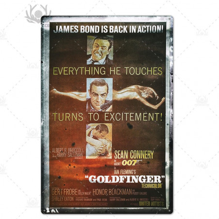 PLAQUE EN ÉTAIN FILM JAMES BOND 007 30 X 20 CM