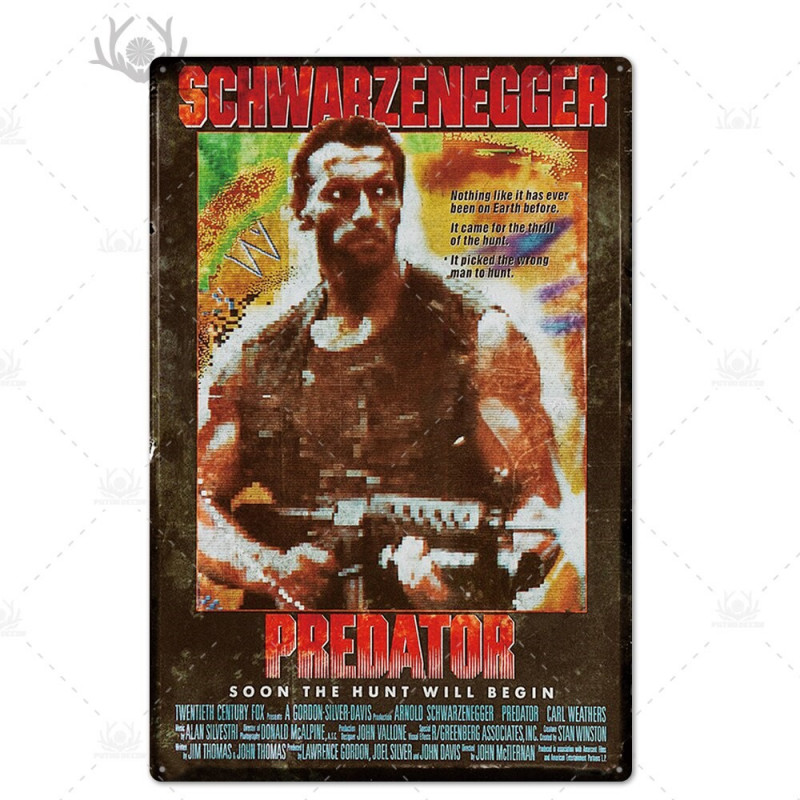 PLAQUE EN ÉTAIN FILM SCHWARZENEGGER PREDATOR  30 X 20 CM