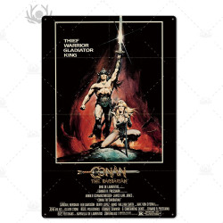 PLAQUE EN ÉTAIN FILM SCHWARZENEGGER CONAN LE BARBARE 30 X 20 CM