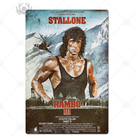 PLAQUE EN ÉTAIN FILM STALLONE RAMBO 30 X 20 CM