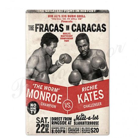 PLAQUE EN ÉTAIN BOXE MONROE VS KATES   30 X 20 CM