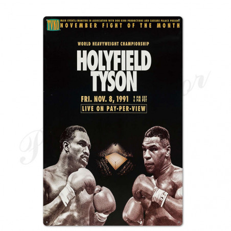 PLAQUE EN ÉTAIN BOXE  HOLYFIELD VS TYSON 30 X 20 CM