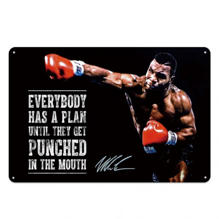 PLAQUE EN ÉTAIN BOXE  MIKE TYSON 30 X 20 CM