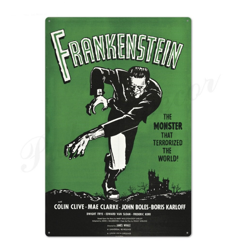 PLAQUE EN ÉTAIN FILM  FRANKENSTEIN 30 X 20 CM