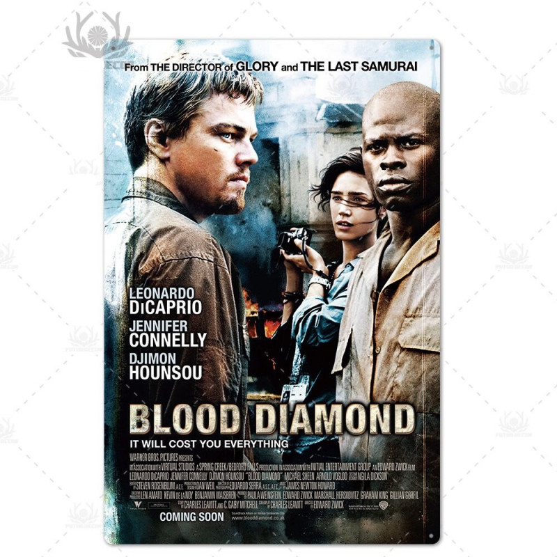 PLAQUE EN ÉTAIN FILM BLOOD DIAMOND 30 X 20 CM