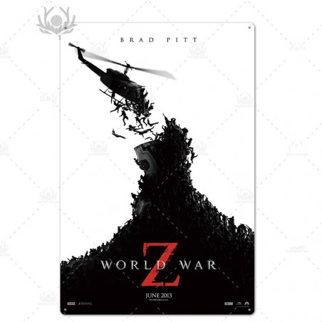 PLAQUE EN ÉTAIN FILM WORLD WAR Z 30 X 20 CM