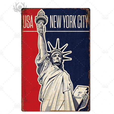 PLAQUE EN ÉTAIN NEW YORK 30 X 20 CM