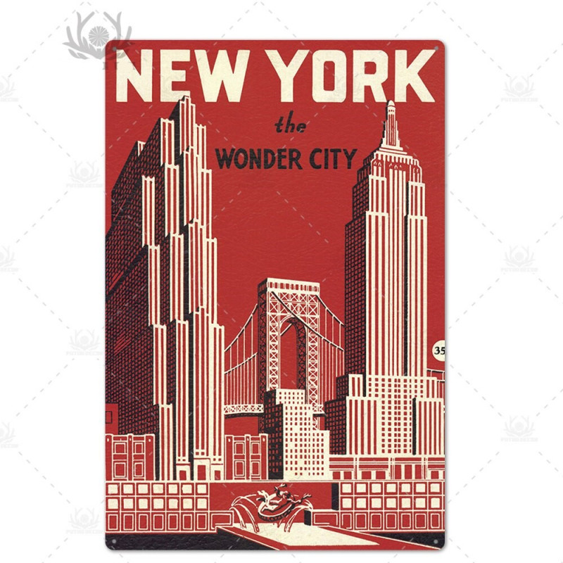 PLAQUE EN ÉTAIN NEW YORK 30 X 20 CM