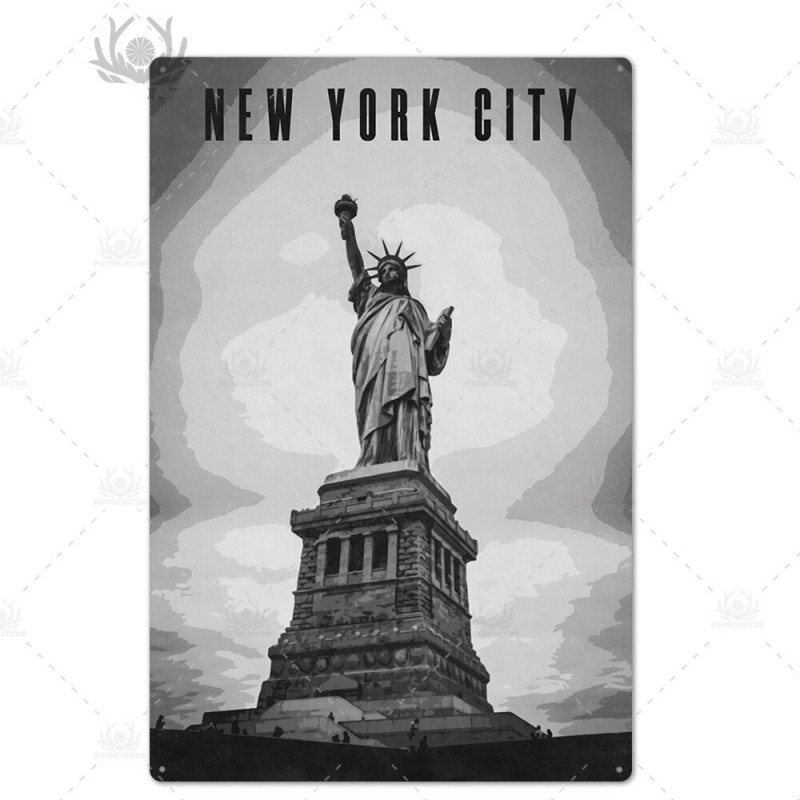 PLAQUE EN ÉTAIN NEW YORK 30 X 20 CM