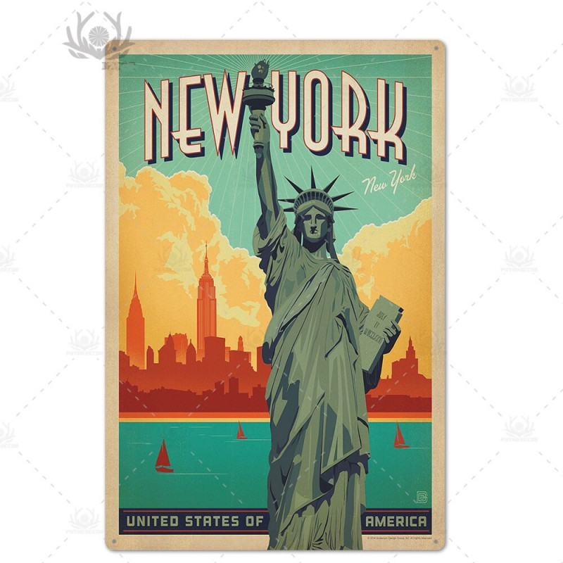 PLAQUE EN ÉTAIN NEW YORK 30 X 20 CM