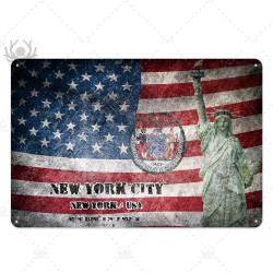 PLAQUE EN ÉTAIN NEW YORK 30 X 20 CM