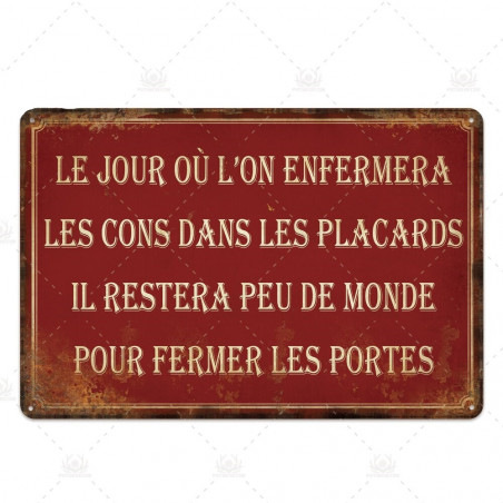 PLAQUE EN ÉTAIN  INSOLITE  30 X 20 CM