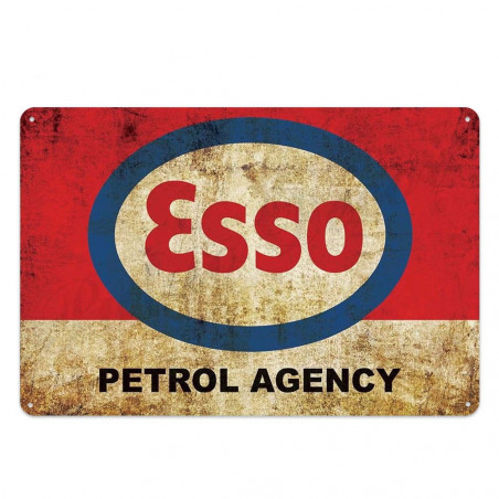 PLAQUE EN ÉTAIN  ESSO  30 X 20 CM