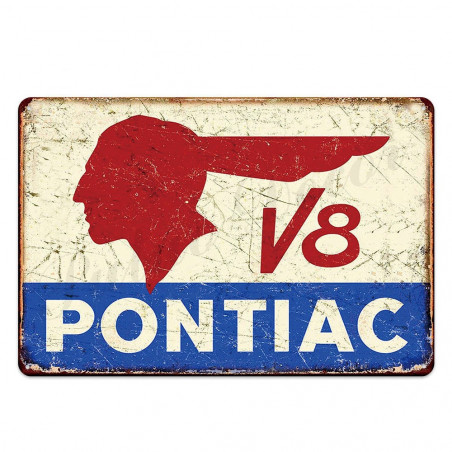 PLAQUE EN ÉTAIN  PONTIAC 30 X 20 CM