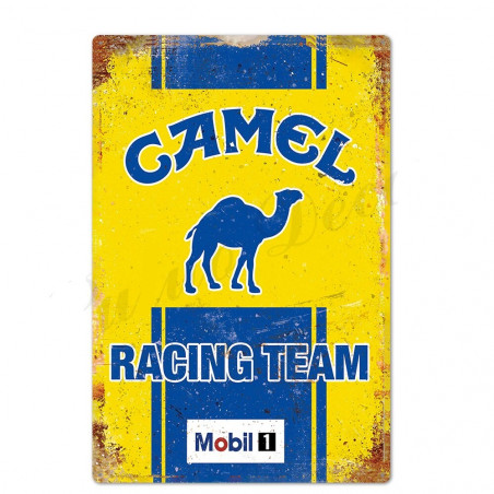 PLAQUE EN ÉTAIN CAMEL RACING TEAM 30 X 20 CM