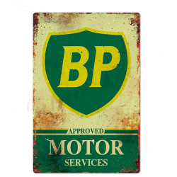 PLAQUE EN ÉTAIN BP MOTOR 30 X 20 CM