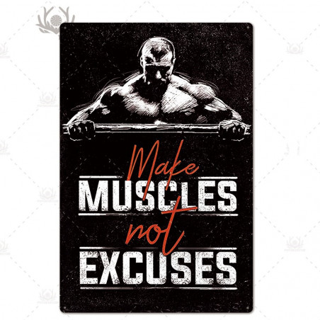 PLAQUE EN ÉTAIN MUSCULATION SPORT FITNESS 30 X 20 CM