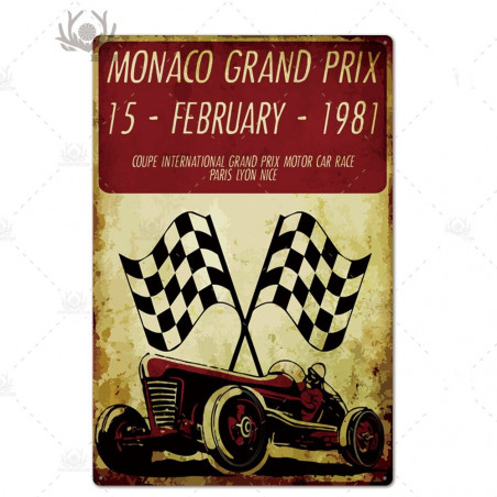 PLAQUE EN ÉTAIN  COURSE AUTOMOBILE 30 X 20 CM