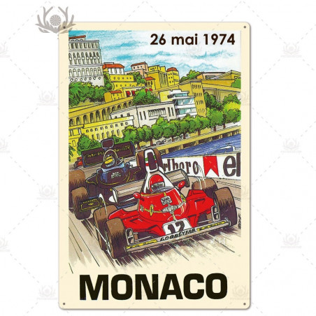 PLAQUE EN ÉTAIN GRAND PRIX MONACO 30 X 20 CM