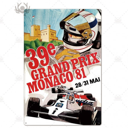 PLAQUE EN ÉTAIN GRAND PRIX MONACO 30 X 20 CM