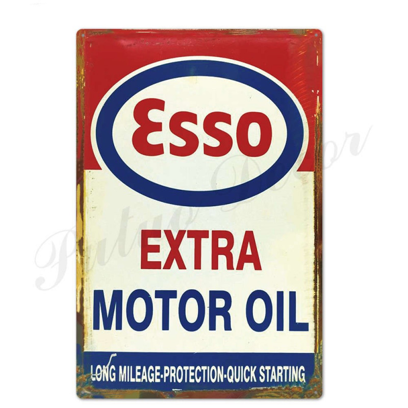 PLAQUE EN ÉTAIN ESSO 30 X 20 CM