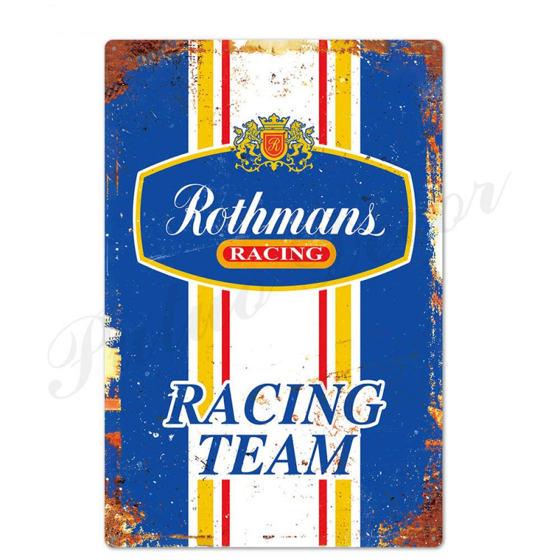 PLAQUE EN ÉTAIN ROTHMANS  RACING TEAM   30 X 20 CM