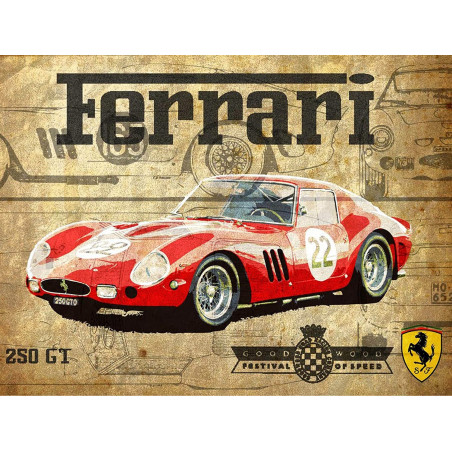 PLAQUE EN ÉTAIN FERRARI 30 X 20 CM