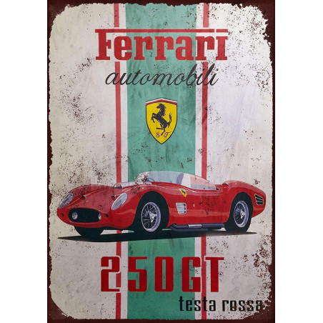 PLAQUE EN ÉTAIN FERRARI 30 X 20 CM