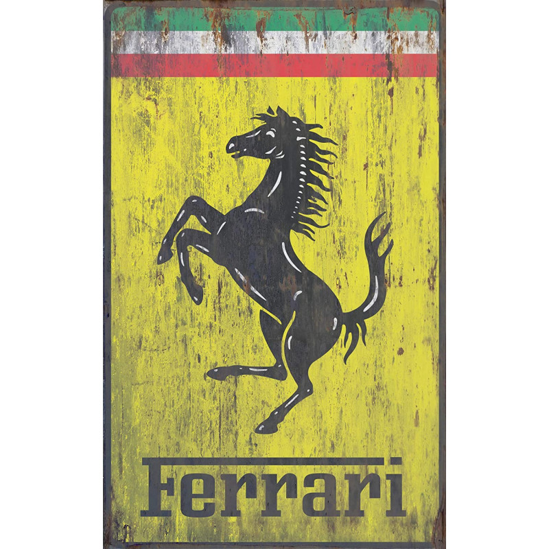 PLAQUE EN ÉTAIN FERRARI 30 X 20 CM