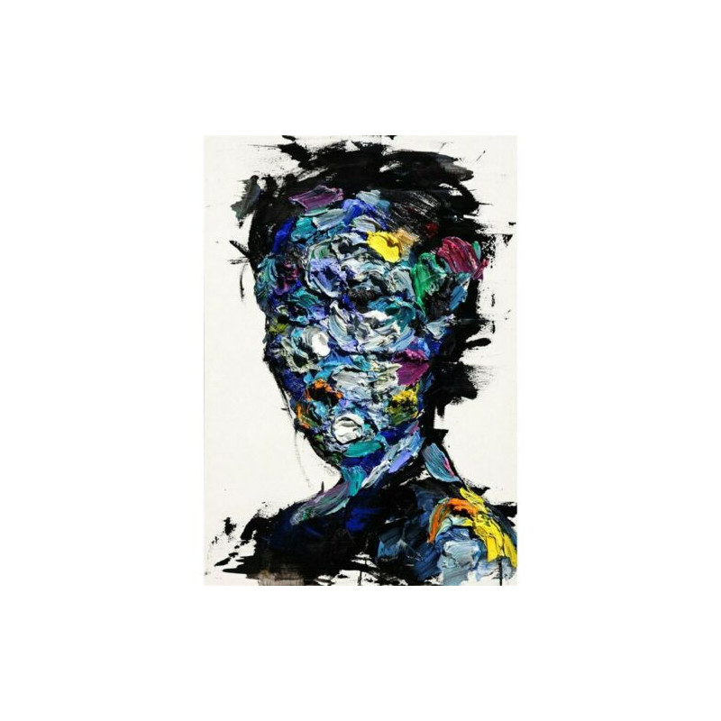 TOILE portrait  sans  visage  art abstrait  50x70 cm