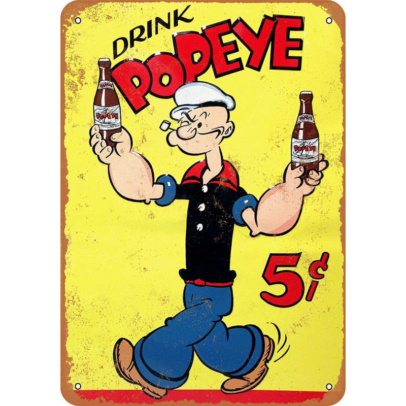 PLAQUE EN ÉTAIN POPEYE 30X20 CM