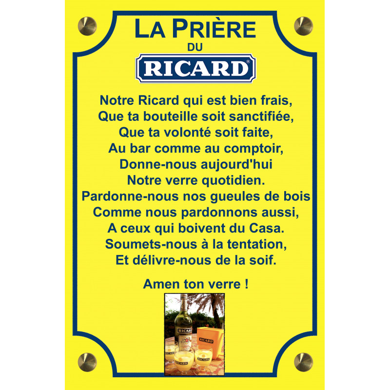 PLAQUE EN ÉTAIN RICARD 30 X 20 CM