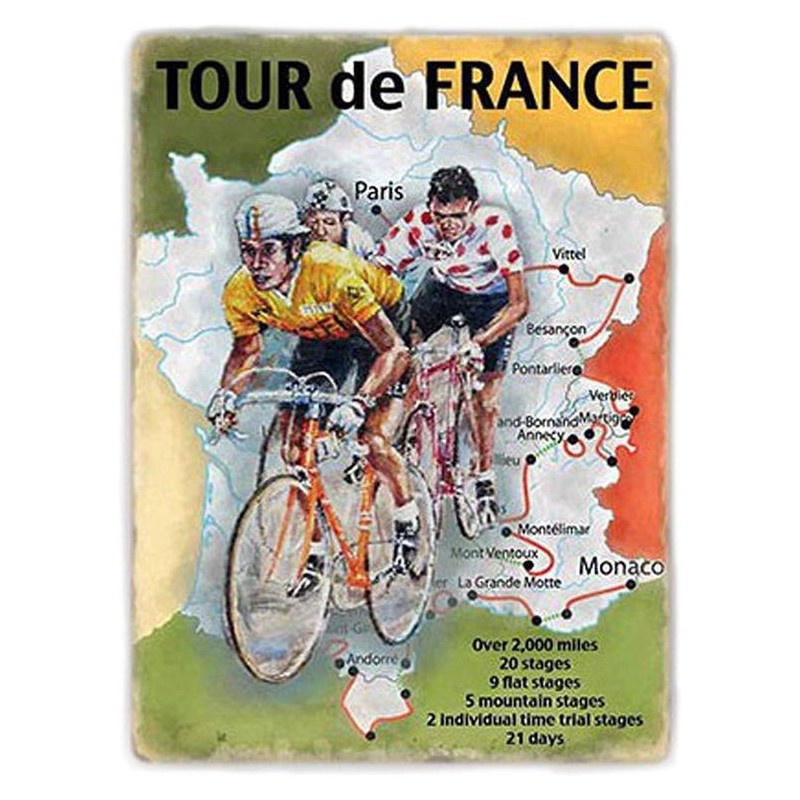 PLAQUE EN ÉTAIN TOUR DE FRANCE 30 X 20 CM