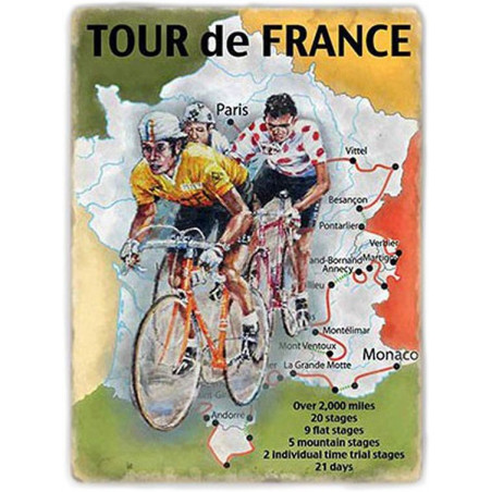 PLAQUE EN ÉTAIN TOUR DE FRANCE 30 X 20 CM