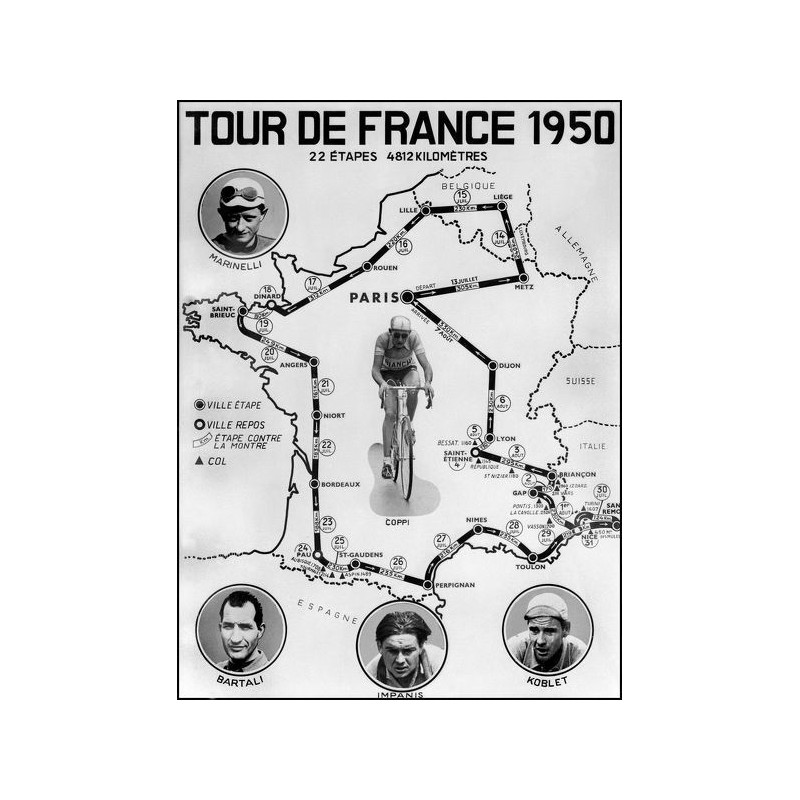 PLAQUE EN ÉTAIN TOUR DE FRANCE 30 X 20 CM