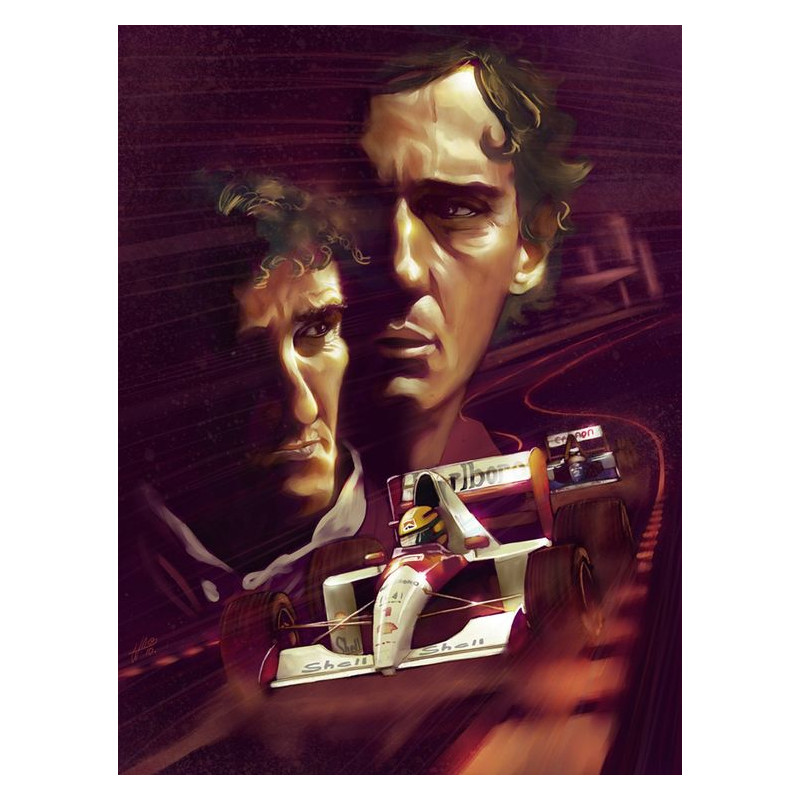 PLAQUE EN ÉTAIN AYRTON SENNA / ALAIN PROST 30 X 20 CM