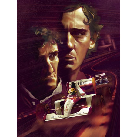 PLAQUE EN ÉTAIN AYRTON SENNA / ALAIN PROST 30 X 20 CM